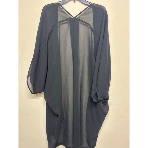 Atmosphere Black Sheer Kimono One Size Embroidered Open Front Vacation Summer - Picture 4 of 4